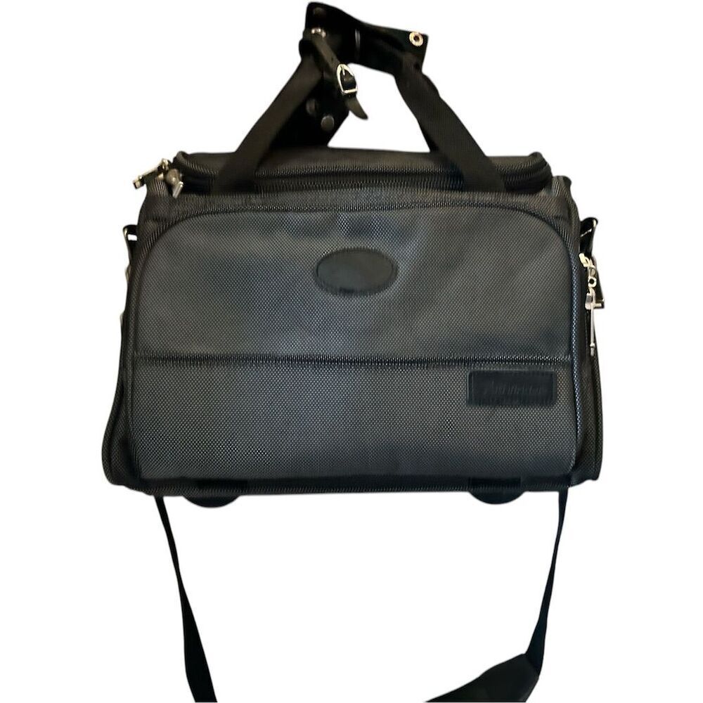 Pathfinder Black Travel Bag Carry-On tote with Adjustable Strap & Compartments